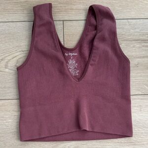 By Together Burgundy Ribbed Crop Top